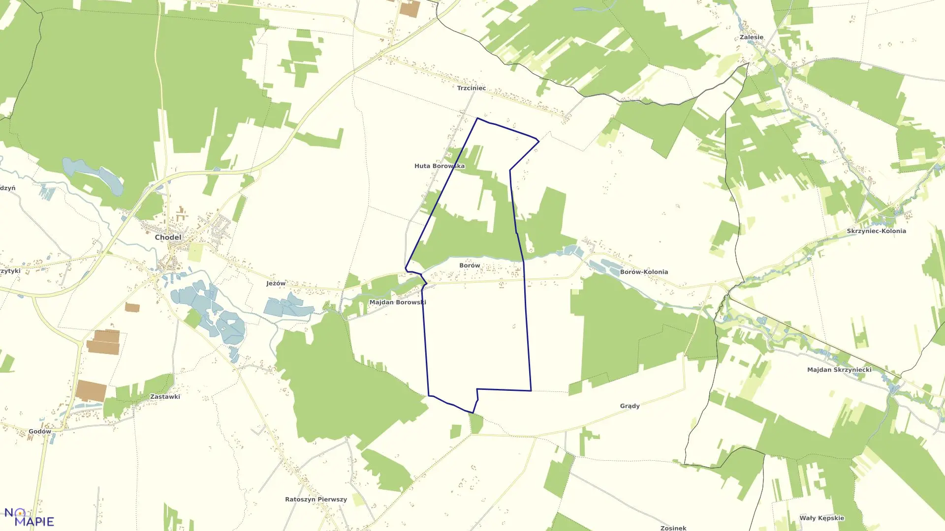 Mapa obrębu 03-BORÓW w gminie Chodel