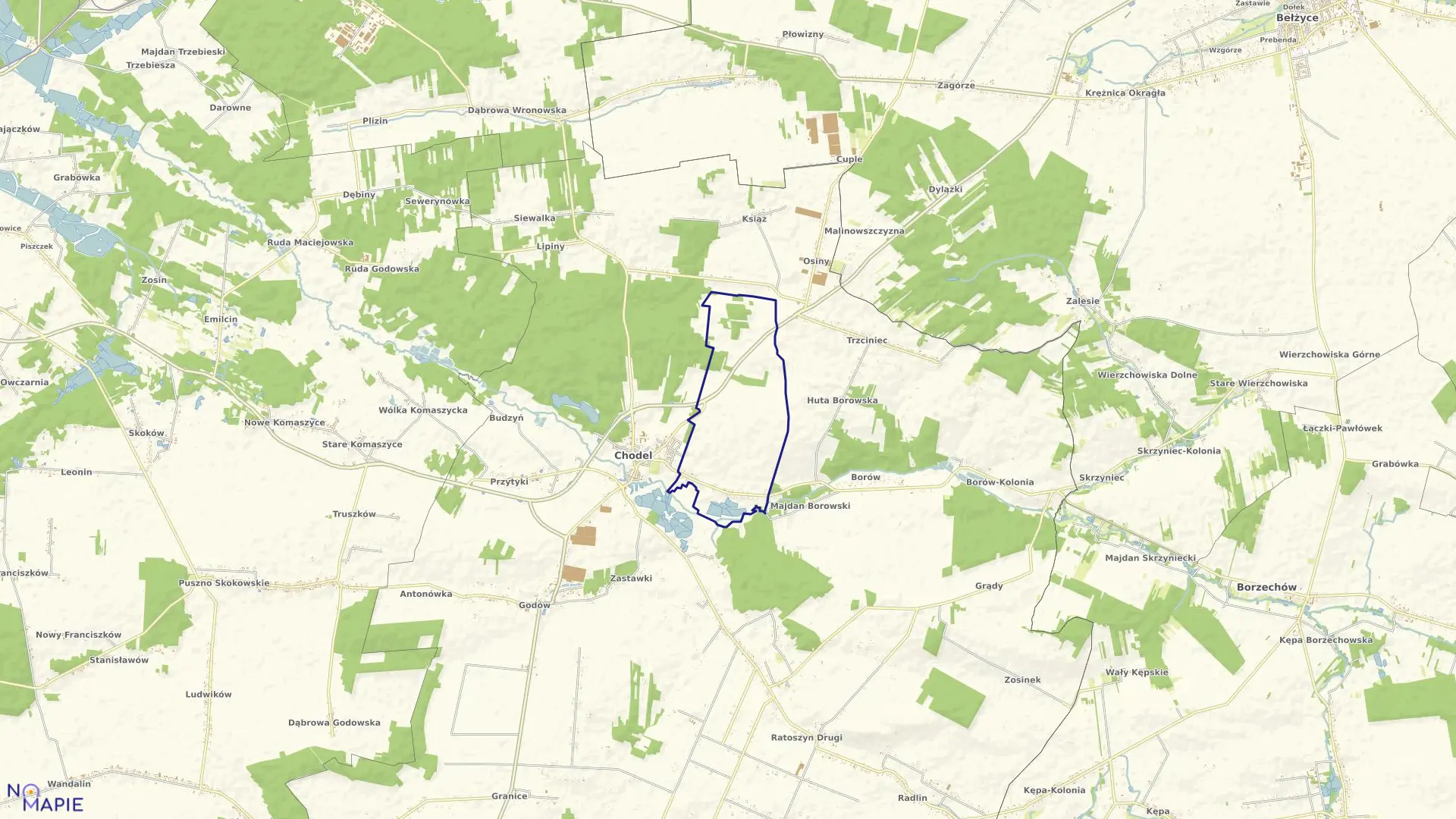 Mapa obrębu 11-JEŻÓW w gminie Chodel