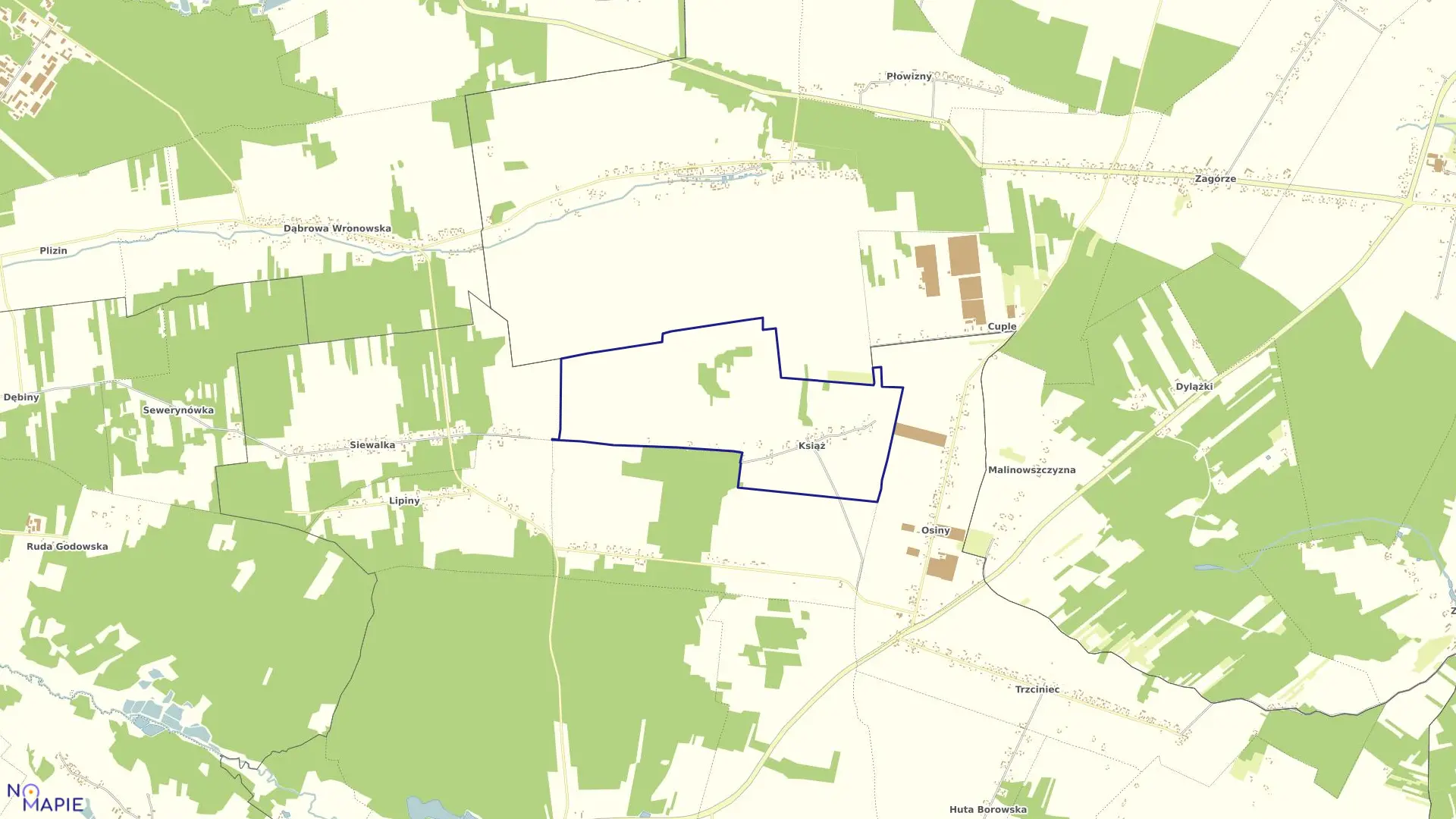 Mapa obrębu 12-KSIĄŻ w gminie Chodel