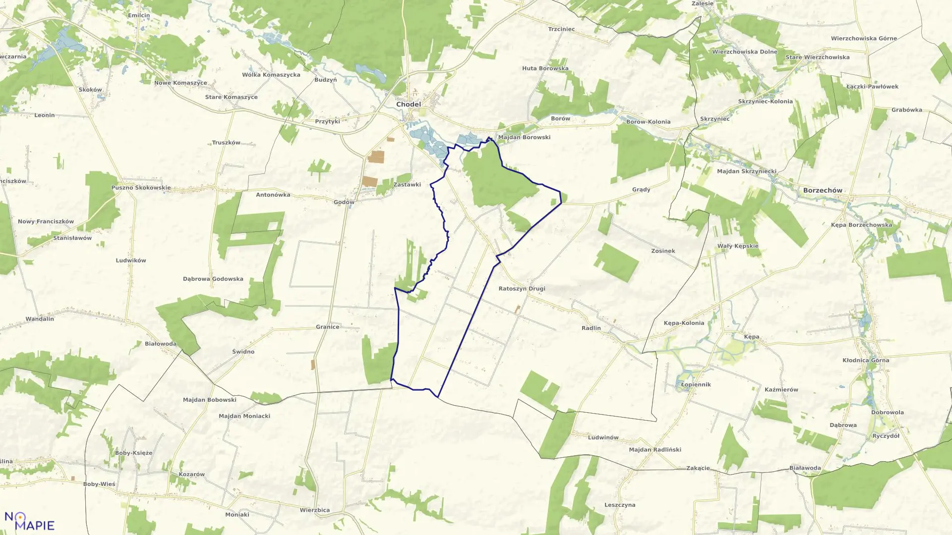 Mapa obrębu 17-RATOSZYN PIERWSZY w gminie Chodel