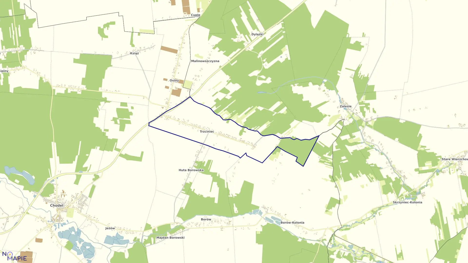 Mapa obrębu 22-TRZCINIEC w gminie Chodel