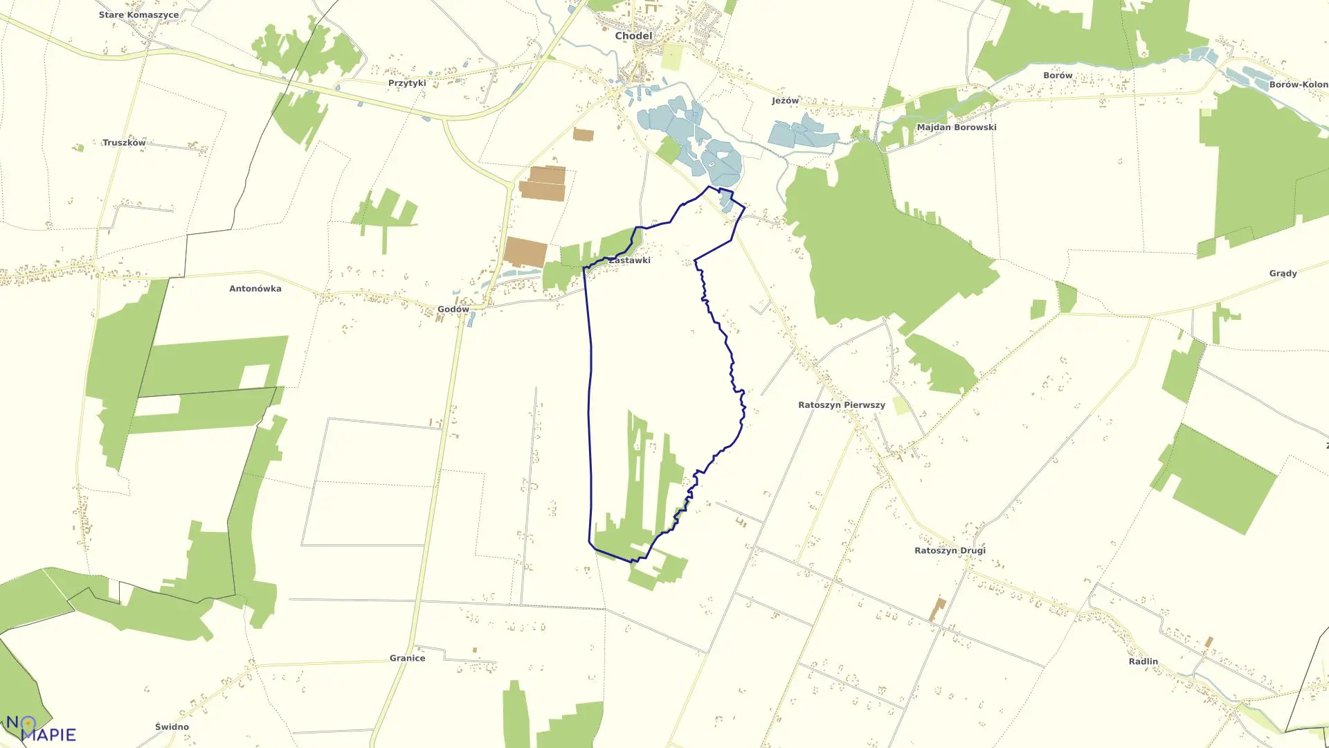 Mapa obrębu 23-ZASTAWKI w gminie Chodel